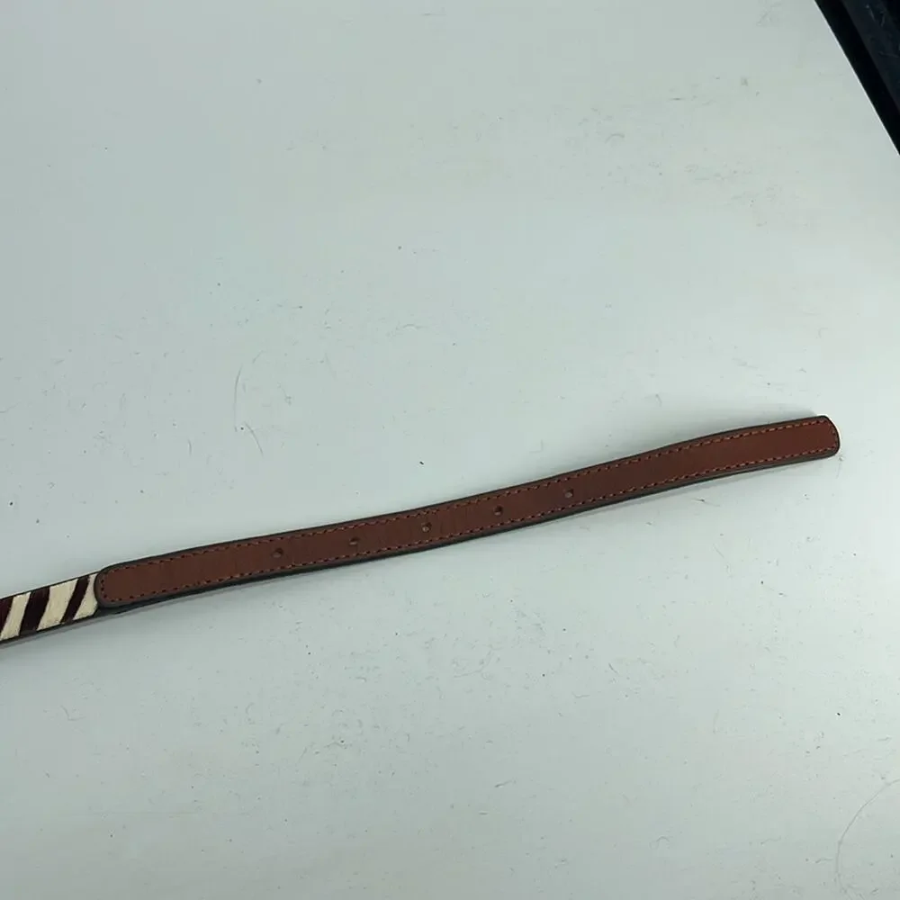 LOFT 100% leather calf hair zebra stripe thin belt sz XS